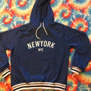 Girls Size L Hoodie Cotton Blue and White NEW YORK NYC  NEW